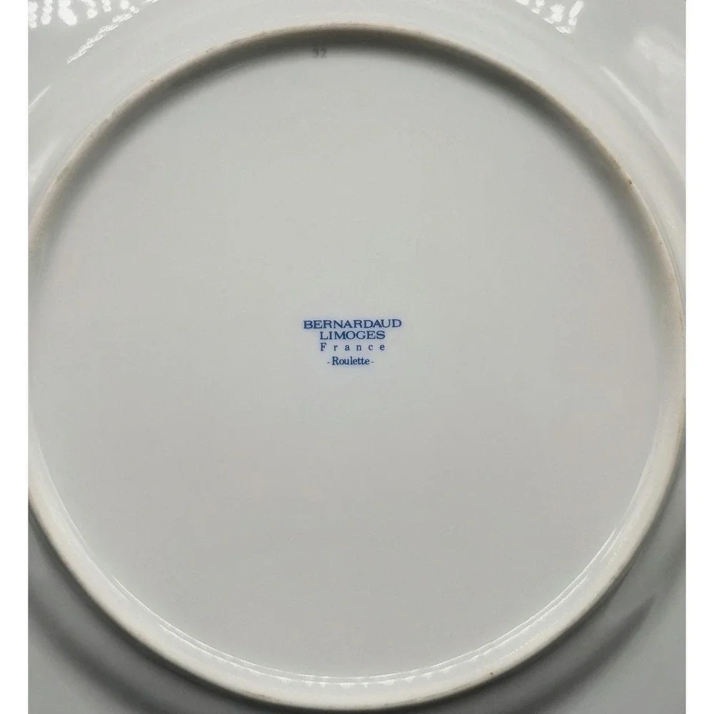 Bernardaud Limoges Roulette Gold Encrusted Dinner Plates Set of 4 France White‎